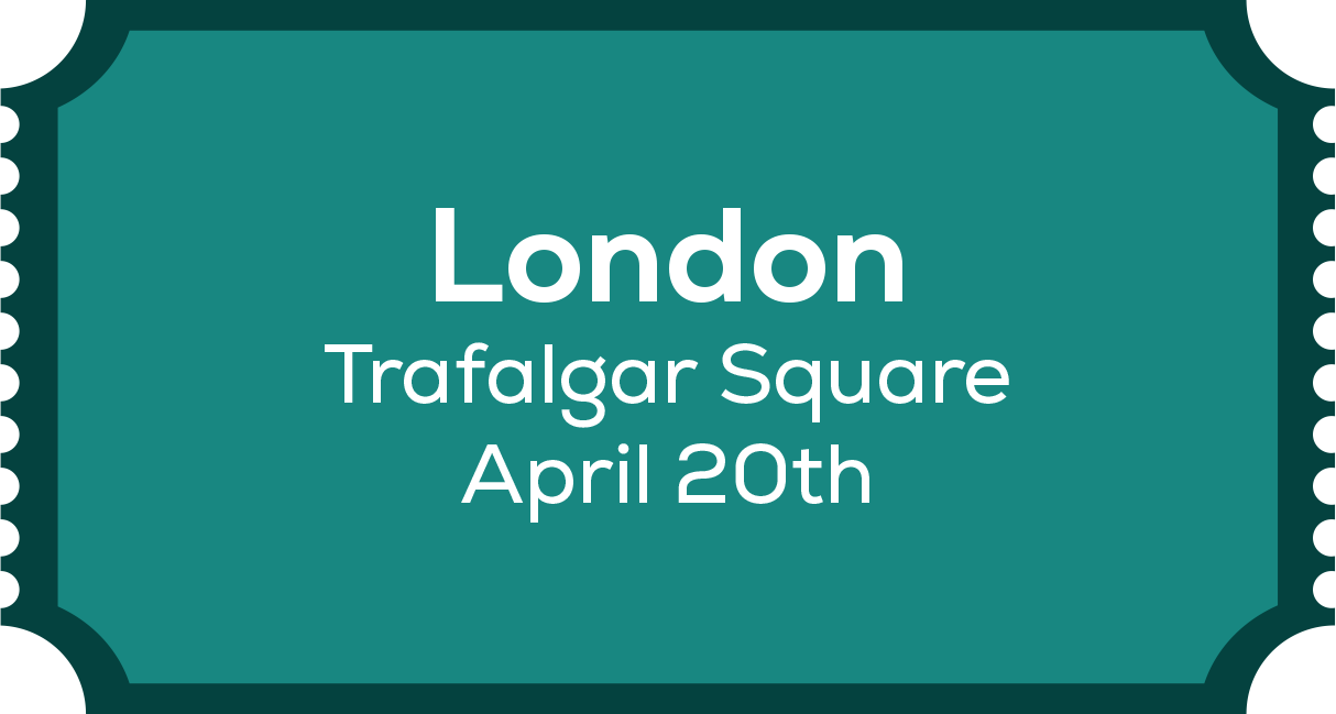 London trafalgar square is written.