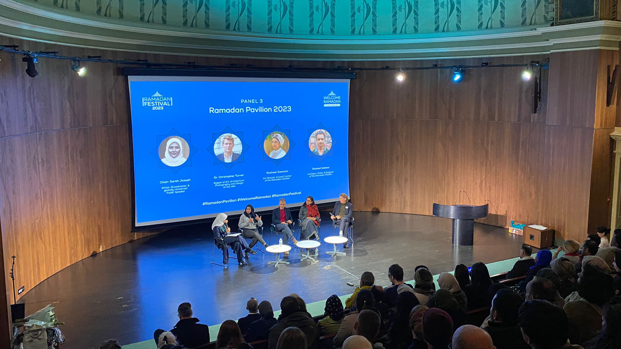 Photo of a people sitting on the chair in welcome Ramadan conference.