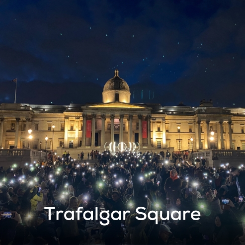 Europe’s Largest Open Ifar at London’s Trafalgar Square where 3000 people gathered to break fast on the last day of Ramadan 2023.