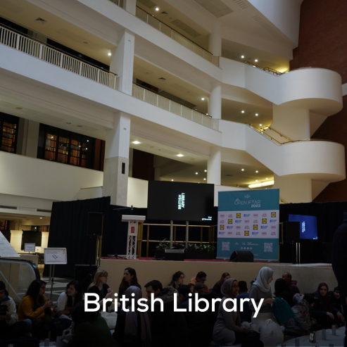 Open Ifar at Britsh Library in London where 500 people gathered to break fast during Ramadan
